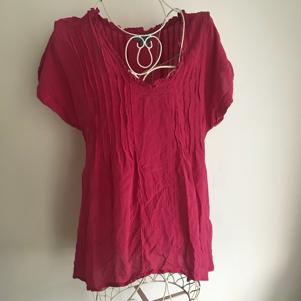 Anthropologie Pink 100% Silk Top